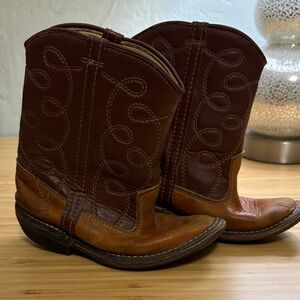 Vintage Leather Kids Cowboy Boots